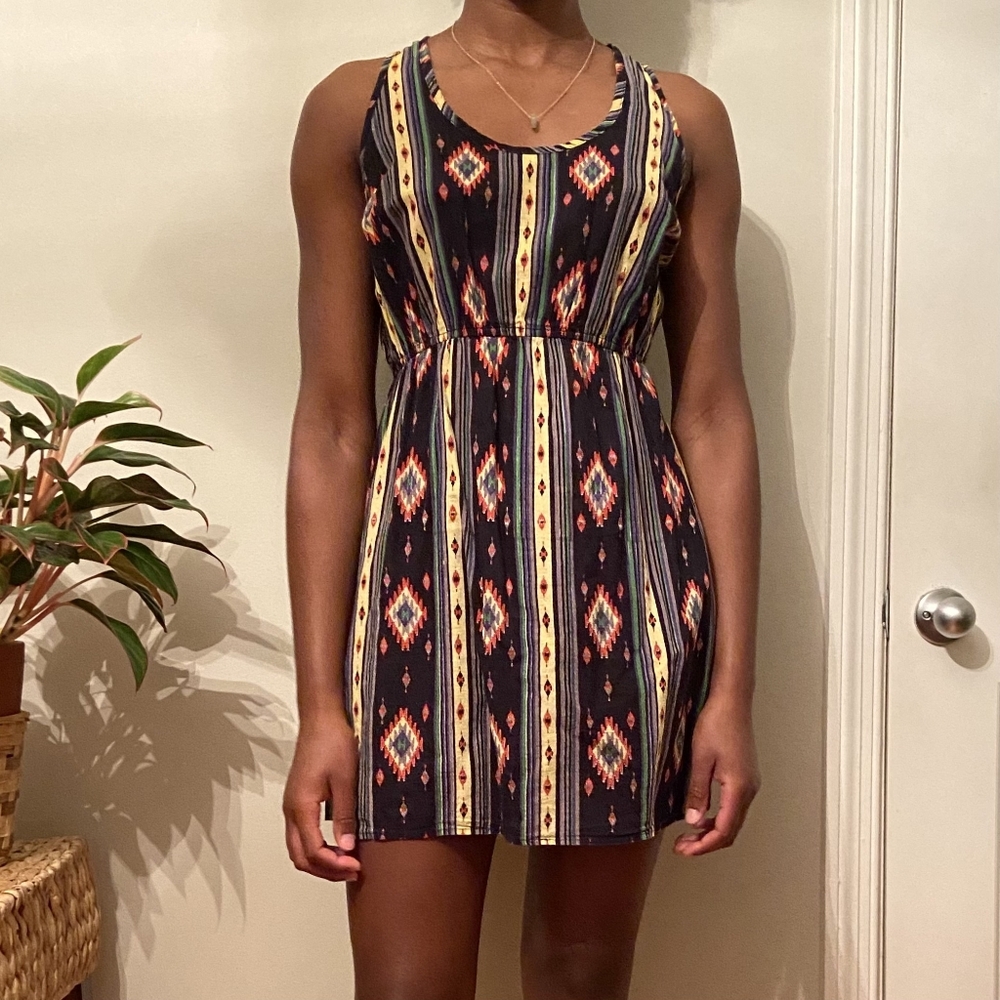Fire Brand Racer Back Aztec Print Racerback Summer Dress, Size M